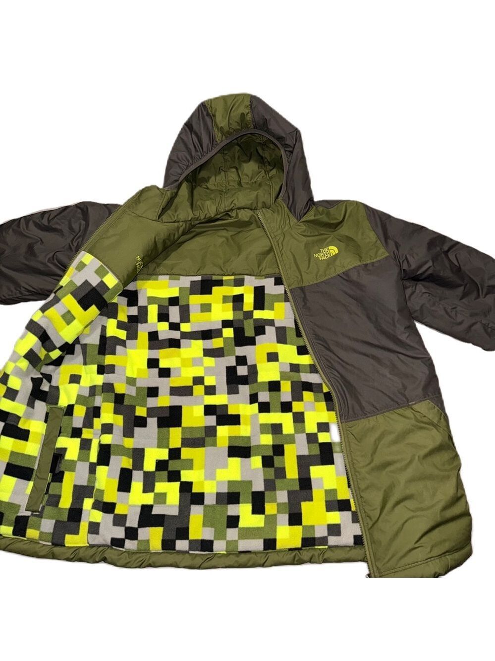 The North Face XL Youth Boy’s Reversible Full-Zip Hooded Jacket Fleece Parka EUC